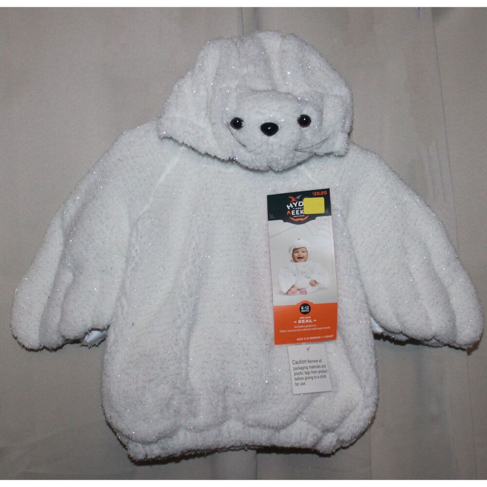 Hyde and EEK Plush Sparkle White Seal Costume Infant Size 6-12 Months